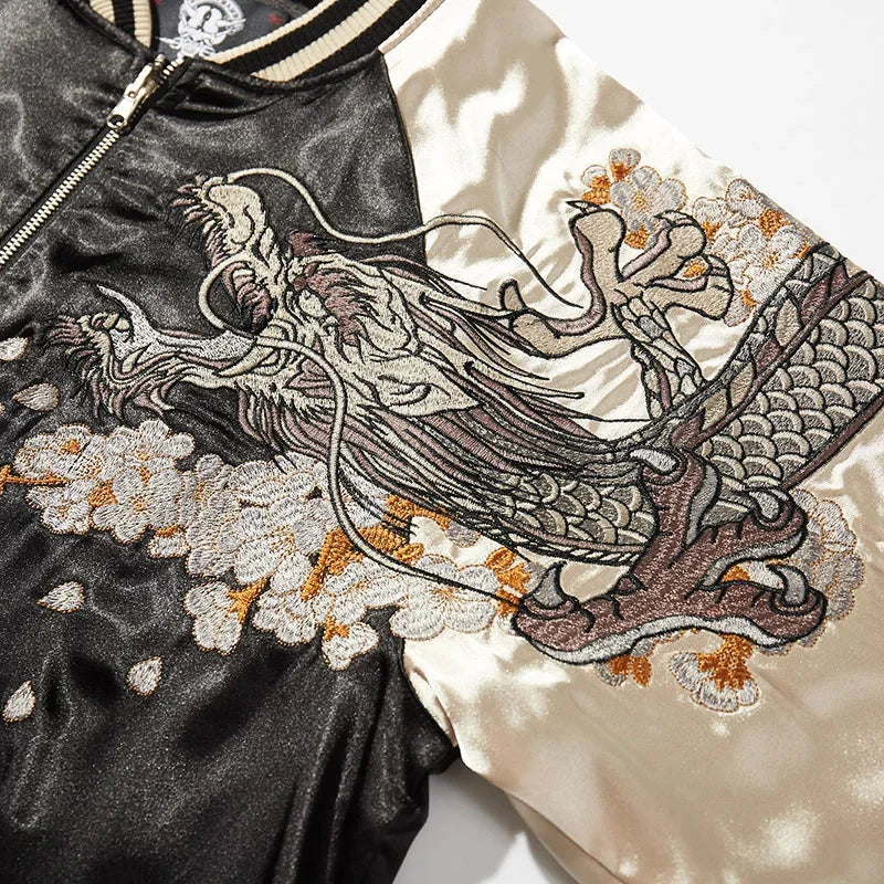 Dragon Embroidered Baseball Jacket