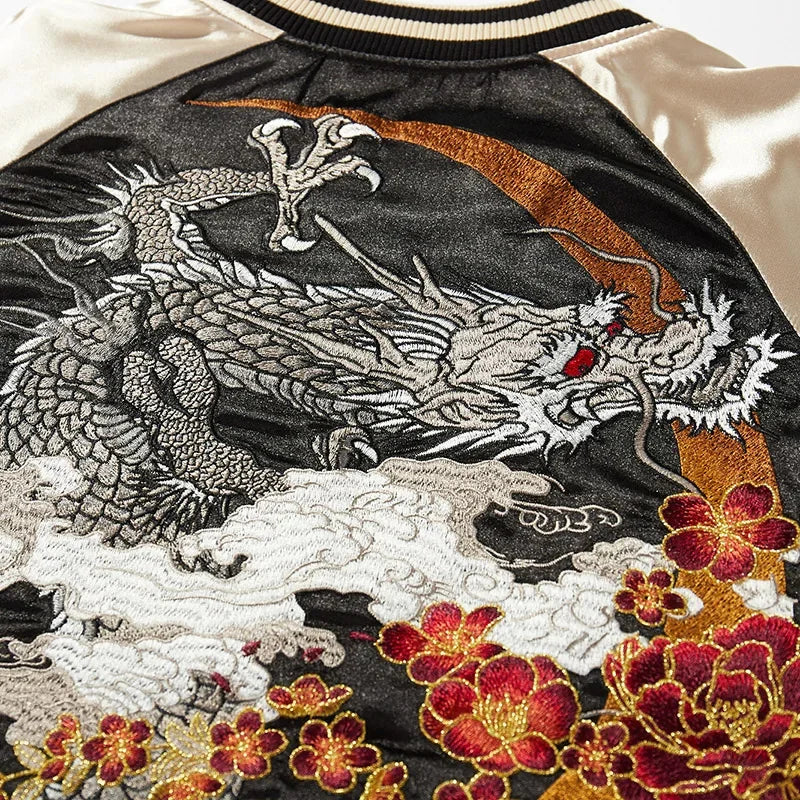 Dragon Embroidered Baseball Jacket