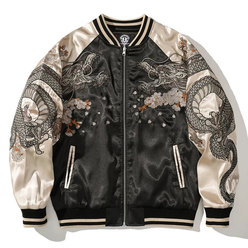 Dragon Embroidered Baseball Jacket